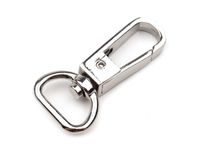 Metal swivel eye snap hook, width 15 mm / silver