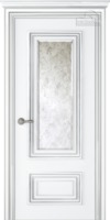 купить Дверь ПАЛАЦЦО 2 эмаль белый патина серебро остекленная в Кишинёве