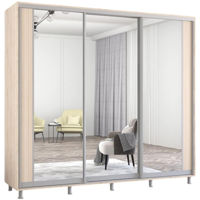 Dulap Mobildor-Lux Aron uși glisante din PAL cu oglindă vertical (250x60x240H cm) Sonoma