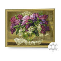 Картина по номерам Art Gallery QB202851 Mozaic cu diamante patrate Buchet de liliac mare 40x50cm