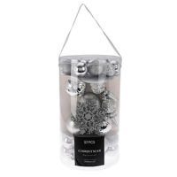 Decor de Crăciun și Anul Nou Promstore 39981 Set decoratiuni pentru brad Silver, 57buc, cutie
