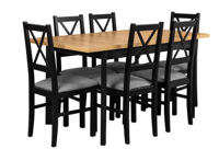 Сет черный стол и 6 стульев NILO