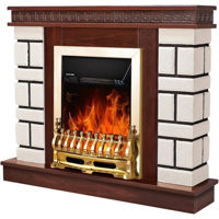 Șemineu electric ArtFlame Nazarii mini & Galileo gold, 874x1080x245 mm, Nuc închis/Alb