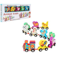 Машина ToyMall 008850 Tren cu animale din lemn