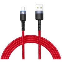 Кабель для моб. устройства Tellur TLL155334 Cable USB - Type-C, cu LED, 3A, 1.2m, Red