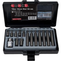 Set de tubulare, bite, duze Force 4156 Set biți Torx de 1/2" 10 mm, 15 piese