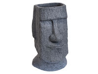 Ghiveci pentru flori "Statuia Moai", D25cm, H43cm, gri, ceramica