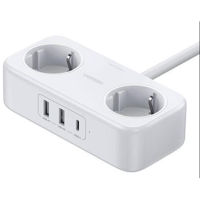 Фильтр электрический Ugreen 56831 / Power Strip 2 Plug + 2*USB-A + 1*USB-C, 30W DigiNest Life EU CD280, White