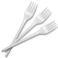 Plastic fork, white, standart (100 pcs)