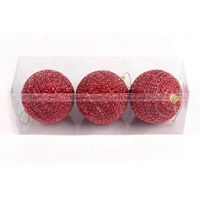 Decor de Crăciun și Anul Nou Promstore 35314 Set globuri pentru brad cu margele 3X80mm, rosu