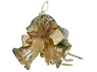Decoratiune pentru brad "Clopotei cu floare" 32X25cm (rosu, argintiu, auriu)