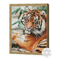 Tablou pe numere Art Gallery QB205028 Mozaic cu diamante patrate 40x50cm Tigru serios