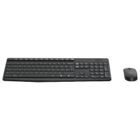 Wireless Keyboard & Mouse Logitech MK235, Low-profile, Spill-resistant, FN key, US Layout, Grey