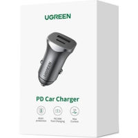 Зарядное устройство для автомобиля Ugreen 40858 1USB-A+Type-C Aluminum 3A 30W, Grey