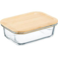 Контейнер для хранения пищи Ambition 67546 Glass Container 600ml with Bamboo Cover, Natural,