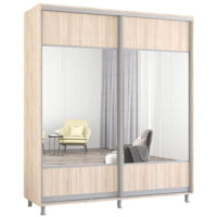 Dulap Mobildor-Lux Aron-S uși glisante din PAL cu oglindă orizontal (200x60x200H cm) Sonoma