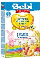 Bebi Premium Молочная каша 5 злаков с абрикосом и малиной 200gr. (6m+)