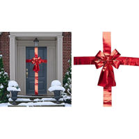 Decor de Crăciun și Anul Nou Promstore 56462 Fundita decorativa pentru usă 33x10x42сm, stofa brocart rosie