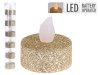 Set lumanari pastile LED 6buc, D3.8cm, alb-cald, telecomanda, auriu