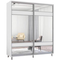 Шкаф Mobildor-Lux Арон с раздвижными дверями с зеркалом зебра (200x60x210H см) Brilliant White