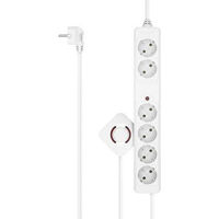 Фильтр электрический Hama 223141 Power Strip, 6-Way, Foot Switch, 3M (2X 1.5M Incl. Switch), White