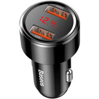 Зарядное устройство для автомобиля Baseus CCMLC20A-01 1*USB-A+1*USB-A 45W, Magic Series, Digital Display, Black