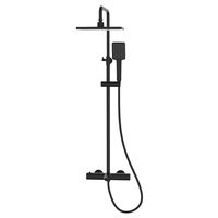 Sistem de duș BILOVEC (mixer termostatic pentru baie, duș de dus și de mână, furtun din polimer), mat negru (baie)