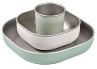 Seturi pentru hrănire bebelușilor Beaba B913583 Set de masa din otel inoxidabil 4 piese Sage Green