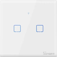 Întrerupător electric Sonoff Wi-Fi Smart Touch Wall Switch TX Series 2-Gang (Neutral Wire), White