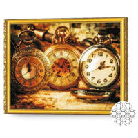 Картина по номерам Art Gallery GA84496 Mozaic cu diamante Ceasuri vintage 40x50cm