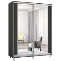 Dulap Mobildor-Lux Aron-S uși glisante din PAL cu oglindă vertical (170x60x200H cm) Anthracite