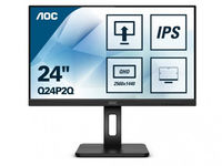 23.8" AOC IPS LED Q24P2Q Black 3-sides Borderless (4ms, 50M:1, 250cd, 2560x1440, 178°/178°, VGA, HDMI, DisplayPort, USB Hub: 4 x USB3.0, Speakers 2 x 2W, Audio Line-in/out, Pivot, Height-adjustable, VESA)