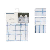 Домашний текстиль Excellent Houseware 11531 Скатерть 130x180cm имитация льна, синие полоски, полиэфир