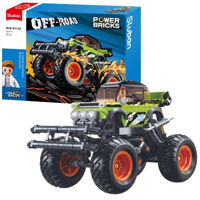 Set de construcție Sluban B1158 Monster Truck verde, cu inerție, 264 elem.