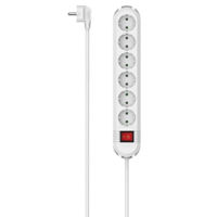 Фильтр электрический Hama 223131 Power Strip, 6-Way, 90° Rotated, Switch, Wall Mounting, 2 m, white