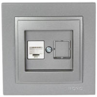 Розетка электрическая Mono Electric Разъем данных 1*RJ45 CAT6 антрацит Despina