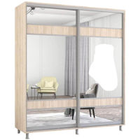 Шкаф Mobildor-Lux Арон с раздвижными дверями и зеркалом зебра (200x60x240H см) Sonoma