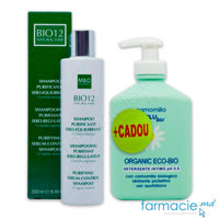 Bio 12 Sampon Purifiant Sebum Control, 12 extracte organice 250ml + Camomilla Blu Organic Eco-Bio pH 5.5 gel intim musetel 300ml CADOU