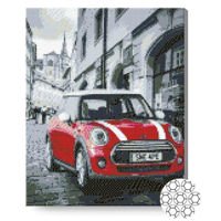 Tablou pe numere Art Gallery GA79161 Mozaic cu diamante 40x50cm Masina rosie intr-un oras gri
