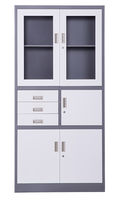 купить Металлический шкаф для папок 4-дверный, с 3 ящиками и одним сейфом, белый-серый 900x400x1850 мм в Кишинёве
