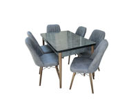Комплект стол раздвижной MDF1 серый + 6 стульев