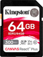 Карта памяти 64GB SDXC Card (Class 10) UHS-II V90, U3, Kingston Canvas React