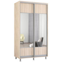 Dulap Mobildor-Lux Aron-S uși glisante din PAL cu oglindă (K1) orizontal (100x60x200H cm) Sonoma