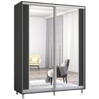 Dulap Mobildor-Lux Aron-S uși glisante din PAL cu oglindă vertical (160x60x240H cm) Anthracite