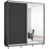 Dulap Mobildor-Lux Aron-S uși glisante din oglindă și PAL (200x60x230H cm) Anthracite