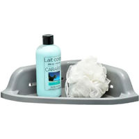 Полка для ванной Promstore 46313 Полка угловая пластик на присосках Evideco 25x25x7cm, серая