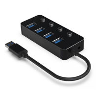 USB  3.0 Hub 4-port  with switches, Gembird "UHB-U3P4-01", Black