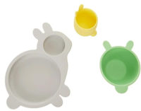 Посуда для кормления Premaman PRF71S-CCC-UNQ Set de vesela din silicon Iepuras Verde, 3 piese