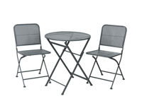 Set mobilier 3 unitati: masa D60, H70cm si 2 scaune 38X41XH78cm, gri