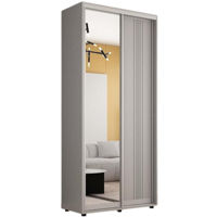 Dulap Mobildor-Lux Compact uși glisante Oglindă + PAL cu ornament linii (100x45x220H cm) Grey